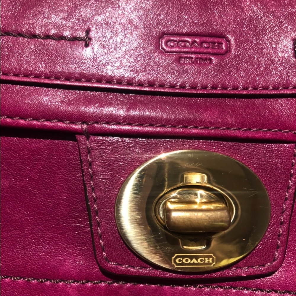 Large Coach Magenta Clutch Wristlet